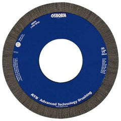 Osborn - 8" OD, 2" Arbor Hole, Crimped Nylon Wheel Brush - 1" Face Width, 1-1/4" Trim Length, 0.028" Filament Diam, 3,600 RPM - A1 Tooling