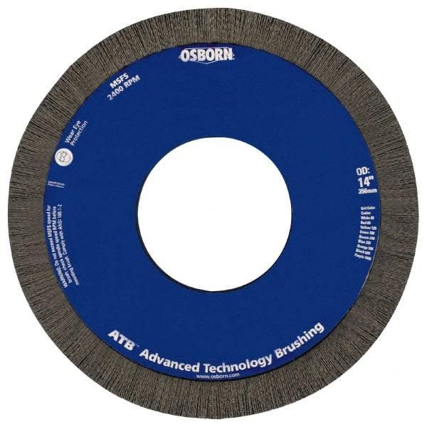 Osborn - 8" OD, 2" Arbor Hole, Crimped Nylon Wheel Brush - 1" Face Width, 1-1/4" Trim Length, 3,600 RPM - A1 Tooling