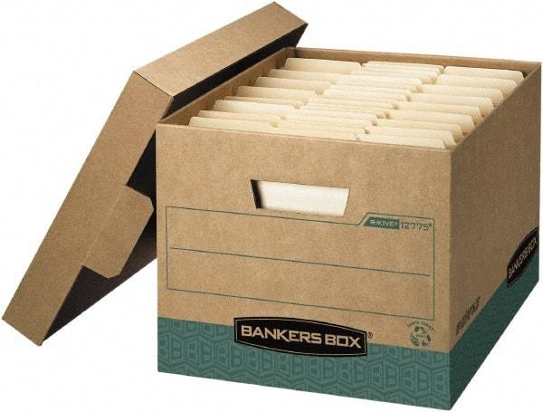 BANKERS BOX - 1 Compartment, 12-3/4" Wide x 10-3/8" High x 16-1/2" Deep, Storage Box - Corrugated Cardboard, Kraft (Color)/Green - A1 Tooling