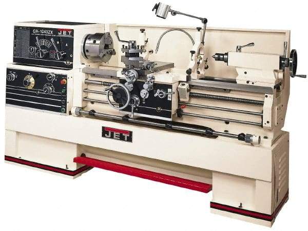 Jet - 16" Swing, 40" Between Centers, 230/460 Volt, Triple Phase Engine Lathe - 7MT Taper, 7-1/2 hp, 25 to 1,800 RPM, 3-1/8" Bore Diam, 40" Deep x 48" High x 97-1/2" Long - A1 Tooling