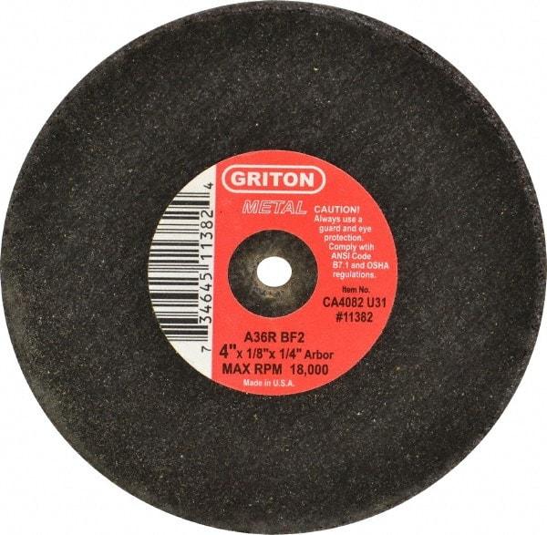 Made in USA - 4" 36 Grit Aluminum Oxide Cutoff Wheel - 1/8" Thick, 1/4" Arbor, 19,000 Max RPM, Use with Die Grinders - A1 Tooling