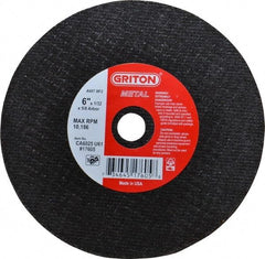 Value Collection - 6" 60 Grit Aluminum Oxide Cutoff Wheel - 1/32" Thick, 5/8" Arbor, 10,186 Max RPM, Use with Circular Saws - A1 Tooling