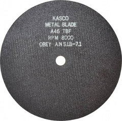 Made in USA - 8" 46 Grit Aluminum Oxide Cutoff Wheel - 1/16" Thick, 5/8" Arbor, 8,000 Max RPM, Use with Stationary Tools - A1 Tooling