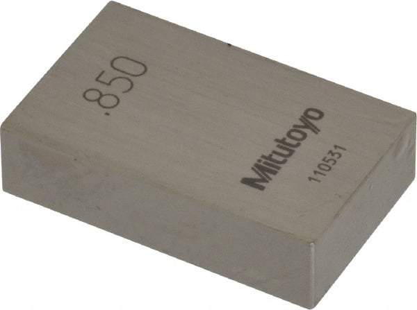 Mitutoyo - 0.85" Rectangular Steel Gage Block - Accuracy Grade AS-1, Includes Certificate of Inspection - A1 Tooling