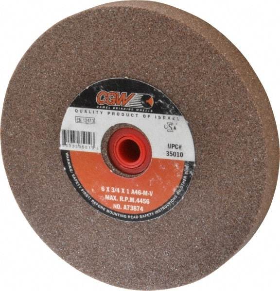 Camel Grinding Wheels - 46 Grit Aluminum Oxide Bench & Pedestal Grinding Wheel - 6" Diam x 1" Hole x 3/4" Thick, 4456 Max RPM, M Hardness, Coarse Grade , Vitrified Bond - A1 Tooling