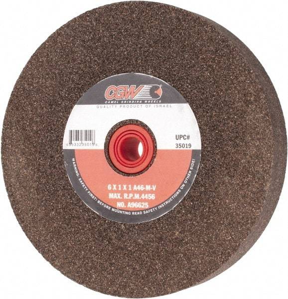 Camel Grinding Wheels - 46 Grit Aluminum Oxide Bench & Pedestal Grinding Wheel - 6" Diam x 1" Hole x 1" Thick, 4456 Max RPM, M Hardness, Coarse Grade , Vitrified Bond - A1 Tooling