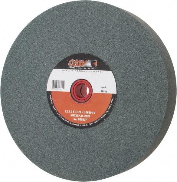 Camel Grinding Wheels - 60 Grit Silicon Carbide Bench & Pedestal Grinding Wheel - 12" Diam x 1-1/4" Hole x 2" Thick, 2220 Max RPM, I Hardness, Medium Grade , Vitrified Bond - A1 Tooling