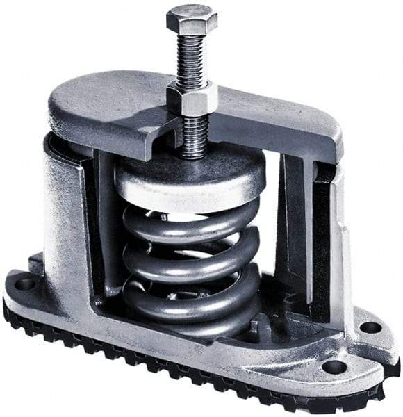 Mason Ind. - 1/2 x 4 Bolt Thread, 5-3/4" Long x 2-3/4" Wide x 5-5/8" High 1" Deflection Spring Mount - 1,250 Max Lb Capacity - A1 Tooling