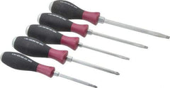 Wiha - 5 Piece Phillips & Slotted Screwdriver Set - Round Shank, Ergonomic Handle, Blade Sizes: Length 80, 100, 125 & 150, Bit Sizes: Philips #1 & #2 - A1 Tooling