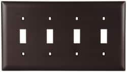 Pass & Seymour - 4 Gang, 4-1/2 Inch Long x 8-3/8 Inch Wide, Standard Switch Plate - Toggle Switch, Brown, Nylon - A1 Tooling