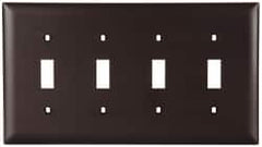 Pass & Seymour - 4 Gang, 4-1/2 Inch Long x 8-3/8 Inch Wide, Standard Switch Plate - Toggle Switch, Brown, Nylon - A1 Tooling