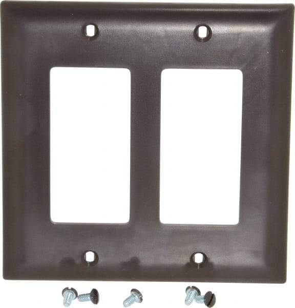 Pass & Seymour - 2 Gang, 4-3/4 Inch Long x 4-11/16 Inch Wide, Standard Switch Plate - Decorator Switch, Brown, Nylon - A1 Tooling