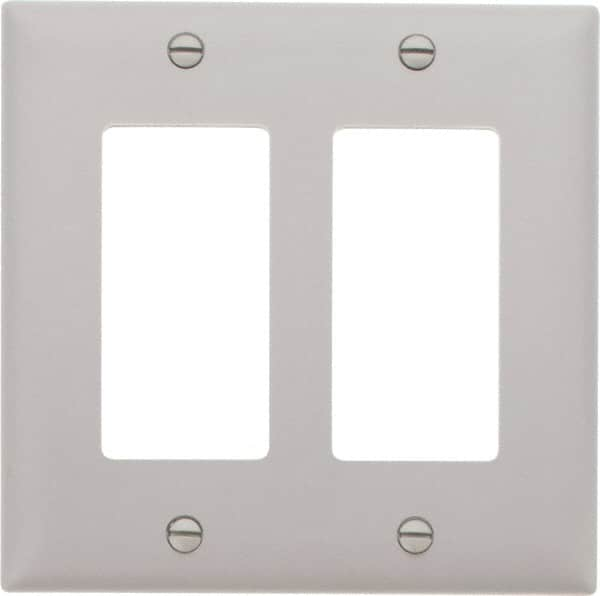 Pass & Seymour - 2 Gang, 4-3/4 Inch Long x 4-11/16 Inch Wide, Standard Switch Plate - Decorator Switch, Gray, Nylon - A1 Tooling