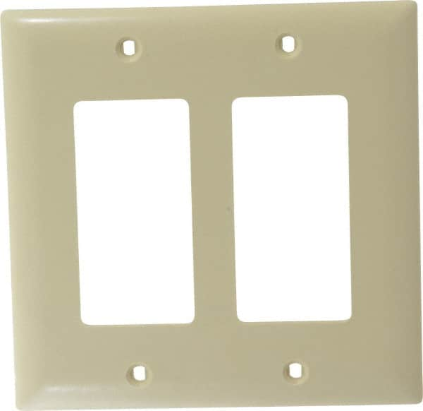 Pass & Seymour - 2 Gang, 4-3/4 Inch Long x 4-11/16 Inch Wide, Standard Switch Plate - Decorator Switch, Ivory, Nylon - A1 Tooling