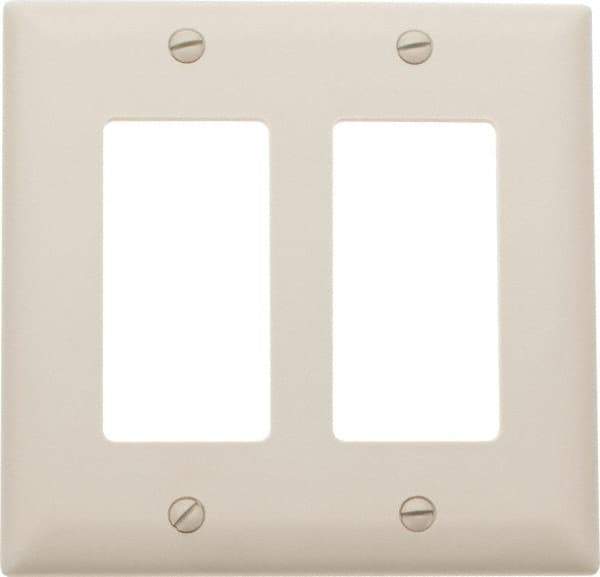 Pass & Seymour - 2 Gang, 4-3/4 Inch Long x 4-11/16 Inch Wide, Standard Switch Plate - Decorator Switch, Light Almond, Nylon - A1 Tooling