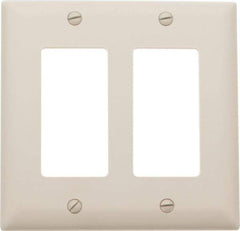 Pass & Seymour - 2 Gang, 4-3/4 Inch Long x 4-11/16 Inch Wide, Standard Switch Plate - Decorator Switch, Light Almond, Nylon - A1 Tooling