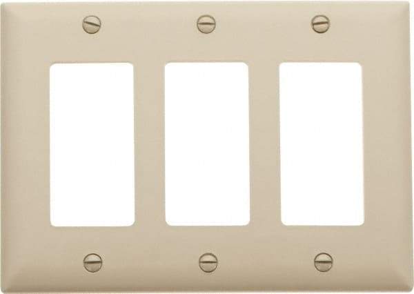 Pass & Seymour - 3 Gang, 4-1/2 Inch Long x 6.563 Inch Wide, Standard Switch Plate - Decorator Switch, Ivory, Nylon - A1 Tooling