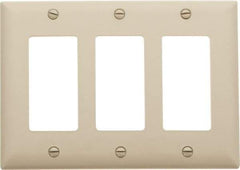 Pass & Seymour - 3 Gang, 4-1/2 Inch Long x 6.563 Inch Wide, Standard Switch Plate - Decorator Switch, Ivory, Nylon - A1 Tooling