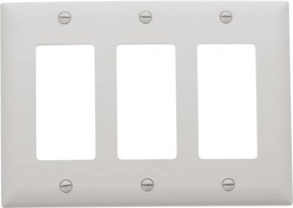 Pass & Seymour - 3 Gang, 4-1/2 Inch Long x 6.563 Inch Wide, Standard Switch Plate - Decorator Switch, White, Nylon - A1 Tooling