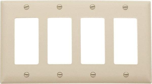 Pass & Seymour - 4 Gang, 4-1/2 Inch Long x 8-3/8 Inch Wide, Standard Switch Plate - Decorator Switch, Ivory, Nylon - A1 Tooling