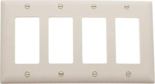 Pass & Seymour - 4 Gang, 4-1/2 Inch Long x 8-3/8 Inch Wide, Standard Switch Plate - Decorator Switch, Light Almond, Nylon - A1 Tooling