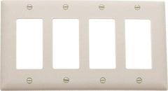 Pass & Seymour - 4 Gang, 4-1/2 Inch Long x 8-3/8 Inch Wide, Standard Switch Plate - Decorator Switch, Light Almond, Nylon - A1 Tooling