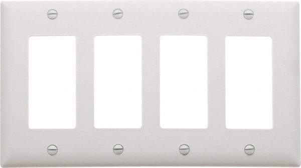 Pass & Seymour - 4 Gang, 4-1/2 Inch Long x 8-3/8 Inch Wide, Standard Switch Plate - Decorator Switch, White, Nylon - A1 Tooling