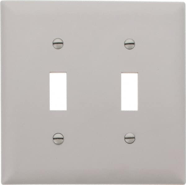 Pass & Seymour - 2 Gang, 4-3/4 Inch Long x 4-11/16 Inch Wide, Standard Switch Plate - Toggle Switch, Gray, Nylon - A1 Tooling