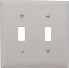 Pass & Seymour - 2 Gang, 4-3/4 Inch Long x 4-11/16 Inch Wide, Standard Switch Plate - Toggle Switch, Gray, Nylon - A1 Tooling