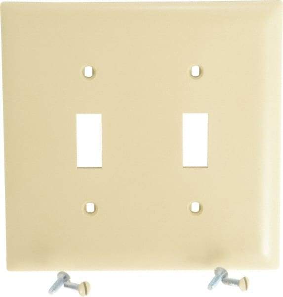 Pass & Seymour - 2 Gang, 4-3/4 Inch Long x 4-11/16 Inch Wide, Standard Switch Plate - Toggle Switch, Ivory, Nylon - A1 Tooling