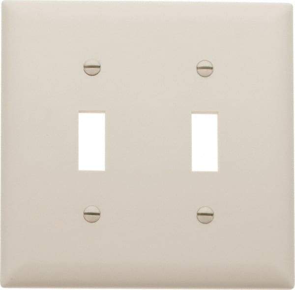 Pass & Seymour - 2 Gang, 4-3/4 Inch Long x 4-11/16 Inch Wide, Standard Switch Plate - Toggle Switch, Light Almond, Nylon - A1 Tooling