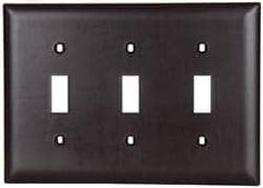 Pass & Seymour - 3 Gang, 4-1/2 Inch Long x 6.563 Inch Wide, Standard Switch Plate - Toggle Switch, Brown, Nylon - A1 Tooling