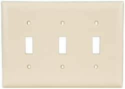 Pass & Seymour - 3 Gang, 4-1/2 Inch Long x 6.563 Inch Wide, Standard Switch Plate - Toggle Switch, Ivory, Nylon - A1 Tooling