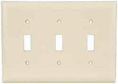 Pass & Seymour - 3 Gang, 4-1/2 Inch Long x 6.563 Inch Wide, Standard Switch Plate - Toggle Switch, Ivory, Nylon - A1 Tooling