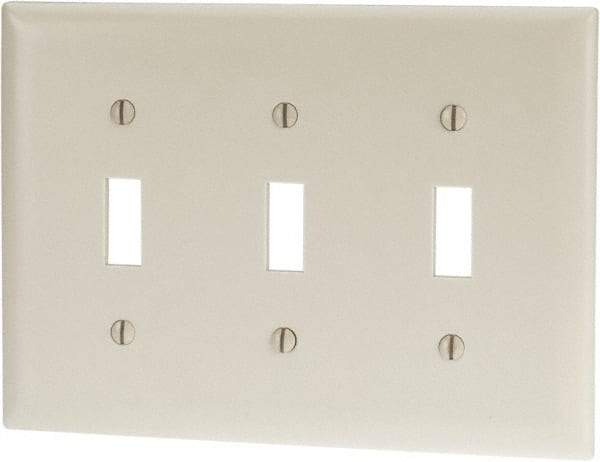 Pass & Seymour - 3 Gang, 4-1/2 Inch Long x 6.563 Inch Wide, Standard Switch Plate - Toggle Switch, Light Almond, Nylon - A1 Tooling