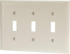 Pass & Seymour - 3 Gang, 4-1/2 Inch Long x 6.563 Inch Wide, Standard Switch Plate - Toggle Switch, Light Almond, Nylon - A1 Tooling