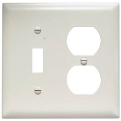 Pass & Seymour - 2 Gang, 4-1/2 Inch Long x 4-3/4 Inch Wide, Standard Combination Wall Plate - One Toggle Switch/One Duplex Outlet, Light Almond, Nylon - A1 Tooling