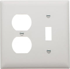 Pass & Seymour - 2 Gang, 4-1/2 Inch Long x 4-3/4 Inch Wide, Standard Combination Wall Plate - One Toggle Switch/One Duplex Outlet, White, Nylon - A1 Tooling