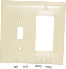 Pass & Seymour - 2 Gang, 4-1/2 Inch Long x 4-3/4 Inch Wide, Standard Combination Wall Plate - One Toggle Switch/One Decorator Switch, Ivory, Nylon - A1 Tooling