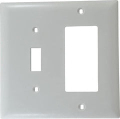 Pass & Seymour - 2 Gang, 4-1/2 Inch Long x 4-3/4 Inch Wide, Standard Combination Wall Plate - One Toggle Switch/One Decorator Switch, White, Nylon - A1 Tooling