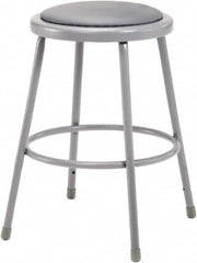 NPS - 24 Inch High, Stationary Fixed Height Stool - 15 Inch Deep x 15 Inch Wide, Vinyl Seat, Grey - A1 Tooling