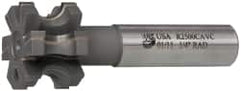 Whitney Tool Co. - 1/4" Radius, 1/2" Circle Diam, 1-1/2" Cutter Diam, 1" Cutting Width, Shank Connection, Concave Radius Cutter - 3/4" Shank Diam, 4" OAL, Carbide-Tipped, Uncoated, Profile Ground, 6 Teeth, Weldon Flat - A1 Tooling