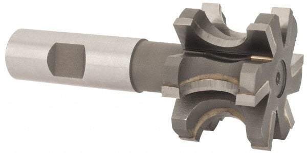 Whitney Tool Co. - 3/8" Radius, 3/4" Circle Diam, 1-7/8" Cutter Diam, 1-1/4" Cutting Width, Shank Connection, Concave Radius Cutter - 3/4" Shank Diam, 4" OAL, Carbide-Tipped, Uncoated, Profile Ground, 6 Teeth, Weldon Flat - A1 Tooling