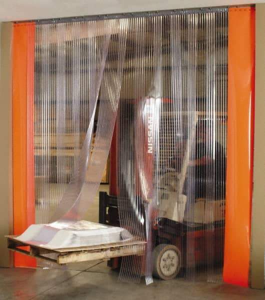 Aleco - 4' Door Width x 8' Door Height PVC Strip Door Kit - 8" Strip Width x 0.08" Strip Thickness, Clear Smooth, 50% Overlap - A1 Tooling