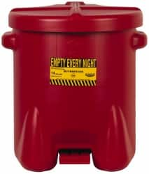 Eagle - 14 Gallon Capacity, Polyethylene Oily Waste Can - 18 Inch Long x 22 Inch Wide/Diameter x 21 Inch High, Red, Foot Operated, Approved FM - A1 Tooling