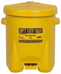 Eagle - 6 Gallon Capacity, Polyethylene Oily Waste Can - 13-1/2 Inch Long x 16-1/2 Inch Wide/Diameter x 16 Inch High, Yellow, Foot Operated, Approved FM - A1 Tooling