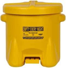 Eagle - 10 Gallon Capacity, Polyethylene Oily Waste Can - 18 Inch Long x 22 Inch Wide/Diameter x 18 Inch High, Yellow, Foot Operated, Approved FM - A1 Tooling