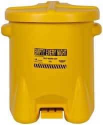 Eagle - 14 Gallon Capacity, Polyethylene Oily Waste Can - 18 Inch Long x 22 Inch Wide/Diameter x 21 Inch High, Yellow, Foot Operated, Approved FM - A1 Tooling