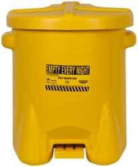 Eagle - 14 Gallon Capacity, Polyethylene Oily Waste Can - 18 Inch Long x 22 Inch Wide/Diameter x 21 Inch High, Yellow, Foot Operated, Approved FM - A1 Tooling