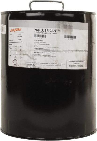 Jet-Lube - 5 Gal Pail Thin Oily Film Penetrant/Lubricant - Clear Amber, Food Grade - A1 Tooling